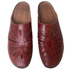 Pikolinos Bariloche Mule Women 9.5 Slip On Shoes Oxblood‎ Red Leather Low Heel